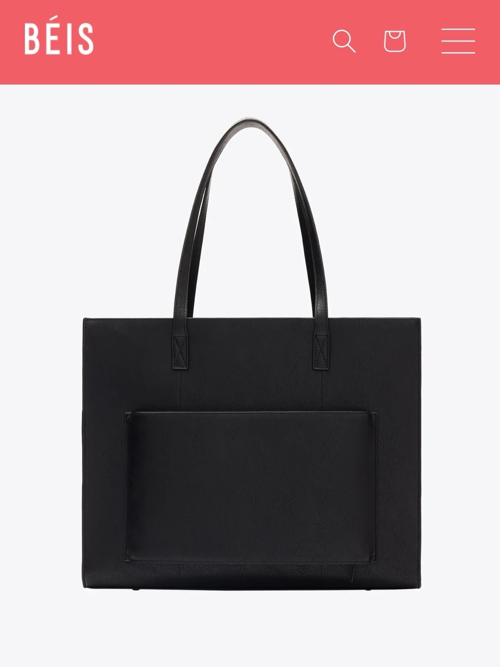 BÉIS The Large Work Tote in black vegan leather - Picture 3 of 13